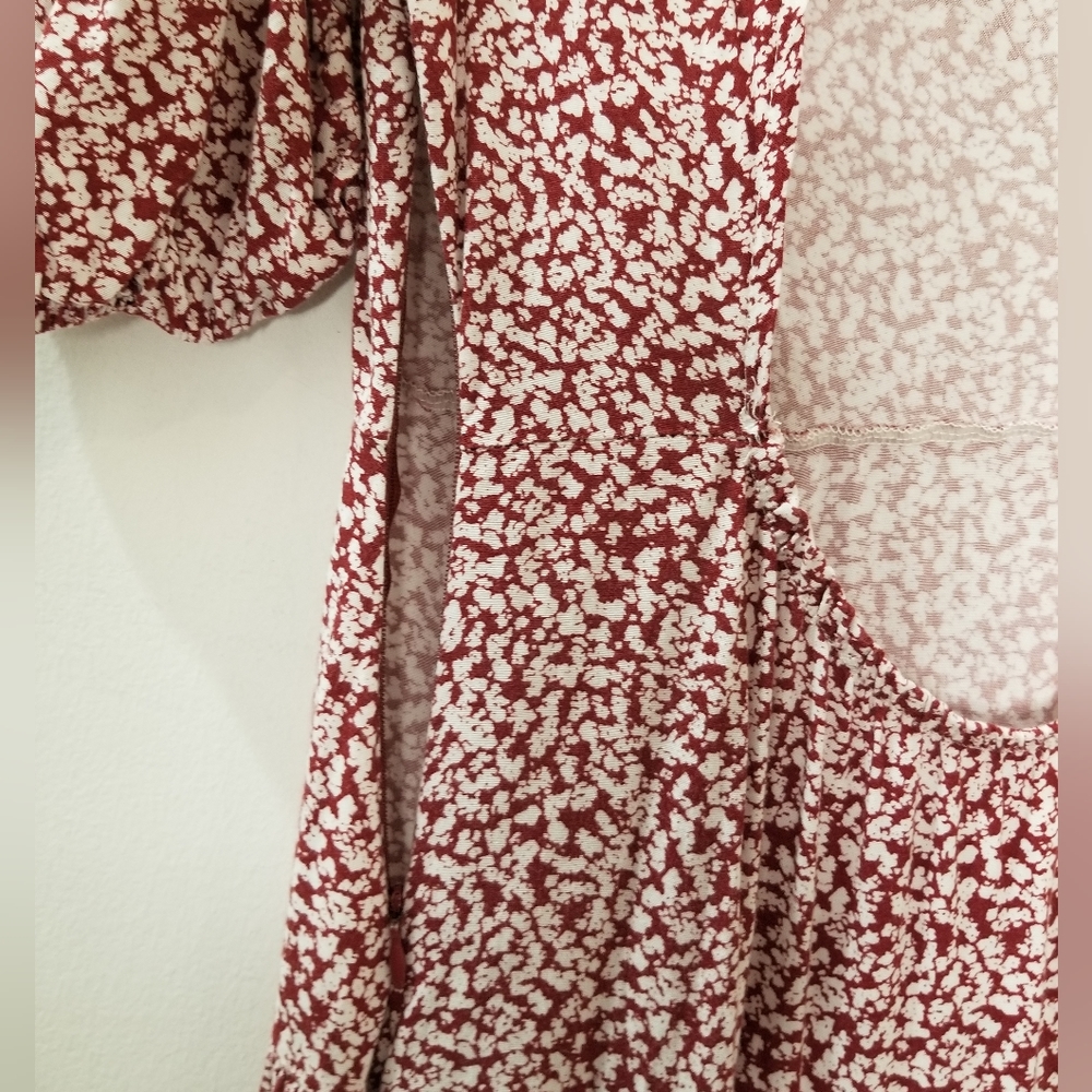Free People Dancing In The Dark Mini Dress Plum Red Floral Print Sz S - Picture 8 of 14